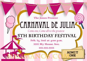 Order Birthday Invitations Online Carnival Birthday Party Invitation Diy Printable Pink