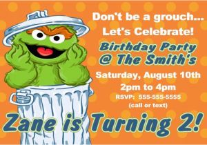 Oscar the Grouch Birthday Invitations Custom Oscar the Grouch Birthday Party Invitation Print at