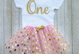 Outfits for 1 Year Old Birthday Girl Pink and Gold First Birthday Outfit Pink and Gold Tutu One