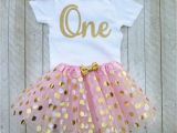 Outfits for 1 Year Old Birthday Girl Pink and Gold First Birthday Outfit Pink and Gold Tutu One