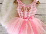 Outfits for First Birthday Girl Pink and Gold First Birthday Outfit Tutu Dress Gold by