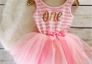 Outfits for First Birthday Girl Pink and Gold First Birthday Outfit Tutu Dress Gold by