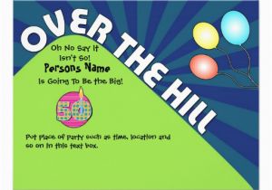 Over the Hill Birthday Invitation Templates Over the Hill 50th Birthday Invite Customize Text 4 25 Quot X