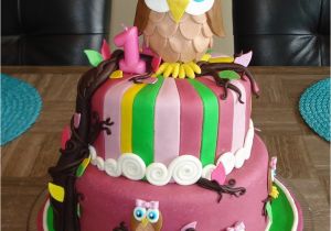 Owl Birthday Cake Decorations First Birthday Owl Cake Cakecentral Com