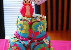 Owl Birthday Cake Decorations Owl theme Birthday Cake Cakecentral Com
