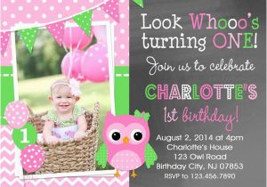 Owl Birthday Invitations Girl Chevron Owl Birthday Invitation Girls Owl 1st Birthday