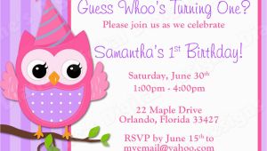 Owl Birthday Invitations Girl Children 39 S Owl Birthday Invitation Girl Design 3