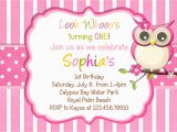 Owl Birthday Invitations Girl Little Owl Birthday Invitation Pink Girl Owl theme Party