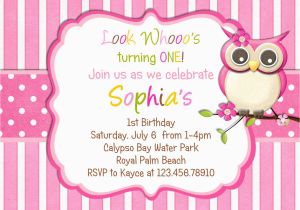 Owl Birthday Invitations Girl Little Owl Birthday Invitation Pink Girl Owl theme Party