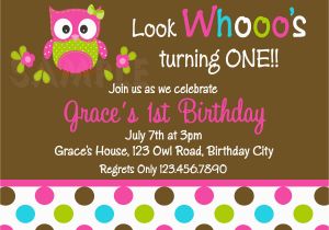 Owl Birthday Invitations Girl Printable 1st Birthday Invitations Girls Owl Party