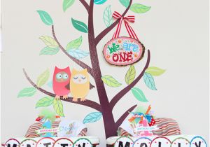 Owl Decorations for 1st Birthday Party My Owl Barn Owl themed Twins First Birthday Party