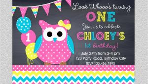 Owl themed First Birthday Invitations Owl Birthday Invitation Chevron Owl Birthday Party Invitation