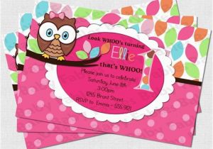 Owl themed First Birthday Invitations Pretty Owl Birthday Party Invitation