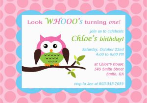 Owl themed First Birthday Invitations Printable Owl theme Birthday Party Invitation