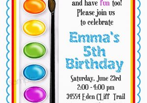 Painting Birthday Party Invitation Wording Art Invitations Painting Party Birthday Party Paint Box