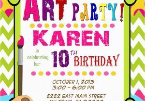 Painting Birthday Party Invitation Wording Art Party Invitation Art Birthday Paint Mis2manos