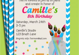 Painting Birthday Party Invitation Wording Painting Art Party Birthday Invitation Printable or Printed