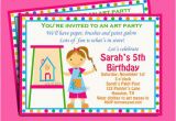 Painting Birthday Party Invitation Wording Painting Art Party Birthday Invitation Printable or Printed