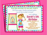 Painting Birthday Party Invitation Wording Painting Art Party Birthday Invitation Printable or Printed