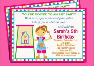 Painting Birthday Party Invitation Wording Painting Art Party Birthday Invitation Printable or Printed