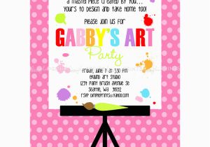 Painting Birthday Party Invitation Wording Painting Art Party Printable Invitation Dimple Prints Shop