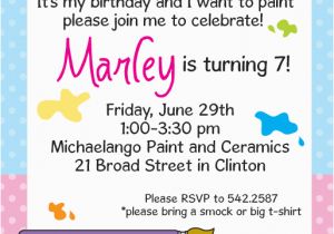 Painting Birthday Party Invitation Wording Painting Personalized Birthday Party Invitations