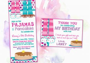 Pancake and Pajama Birthday Party Invitations Birthday Invitations Printing by Penny Lane