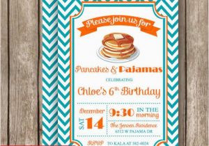 Pancake and Pajama Birthday Party Invitations Pajamas and Pancakes Party Invitations Printed or by