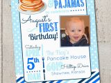 Pancake and Pajama Birthday Party Invitations Pancakes and Pajamas Party Invitation Breakfast by