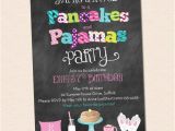 Pancake and Pajama Birthday Party Invitations Pancakes and Pajamas Party Invitation Chalkboard Style with