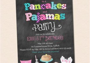 Pancake and Pajama Birthday Party Invitations Pancakes and Pajamas Party Invitation Chalkboard Style with