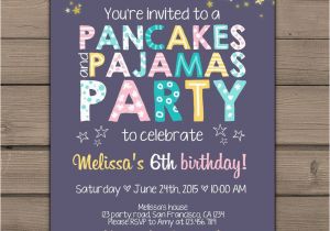 Pancake and Pajama Birthday Party Invitations Pancakes and Pajamas Party Invitation Pancakes Pajamas