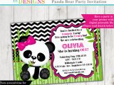 Panda Bear Birthday Invitations Panda Bear Invitation Panda Invitation Birthday Invitation