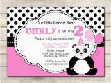 Panda Bear Birthday Invitations Panda Birthday Party Invitation Sarah O Chic Pink Black