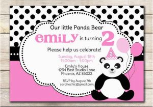 Panda Bear Birthday Invitations Panda Birthday Party Invitation Sarah O Chic Pink Black