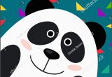Panda Birthday Card Template Happy Birthday Card Panda Card Template Stock Vector