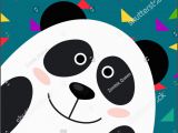 Panda Birthday Card Template Happy Birthday Card Panda Card Template Stock Vector
