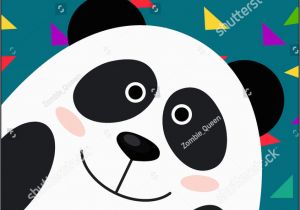 Panda Birthday Card Template Happy Birthday Card Panda Card Template Stock Vector