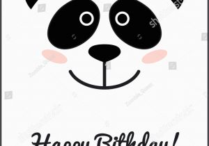 Panda Birthday Card Template Panda Face Birthday Card Template Cute Stock Vector