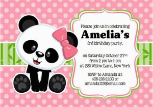 Panda Birthday Card Template Panda Party Invitation Panda Invitation Panda Party Invite