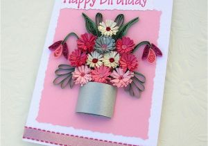 Paper Birthday Cards Online Paper Quilling Greeting Card Paper Quilled Silver Pot Of Pink