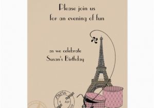 Paris themed Birthday Cards An evening In Paris Pink themed Greeting Card Zazzle