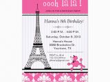 Paris themed Birthday Cards Paris Eiffel tower theme Birthday Party Pink Card Zazzle