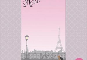 Paris themed Birthday Cards Paris themed Party Thank You Card Birthday Parisian