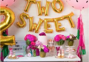 Party Ideas for 2nd Birthday Girl Two Sweet Balloon Banner Two Tti Fruity theme Decor