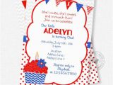 Patriotic Birthday Invitations Cupcake Birthday Invitation Patriotic Invitation Cupcake