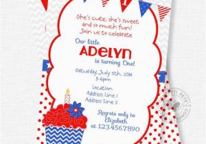 Patriotic Birthday Invitations Cupcake Birthday Invitation Patriotic Invitation Cupcake