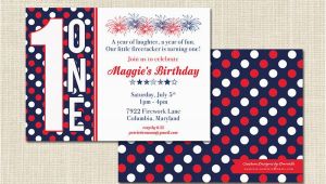 Patriotic Birthday Invitations Patriotic Birthday Invitation 1st Birthday Digital File or