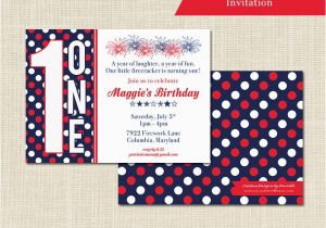 Patriotic Birthday Invitations Patriotic Birthday Invitation 1st Birthday Digital File or