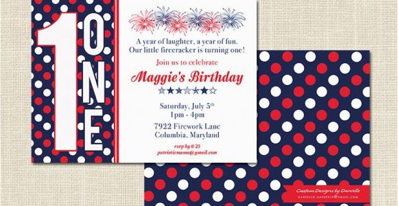 Patriotic Birthday Invitations Patriotic Birthday Invitation 1st Birthday Digital File or